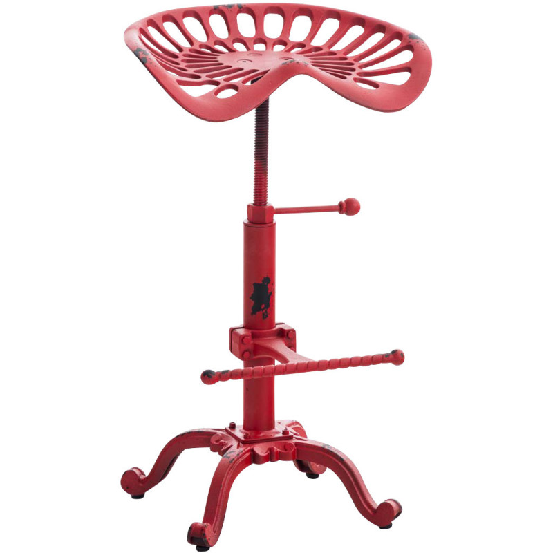 Tabouret de bar indus en Métal Rouge Vieilli Jarion - 1