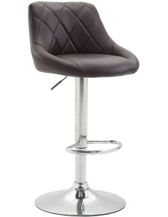 Tabouret de bar moderne chic en Polyuréthane Marron Métal Argenté Zerion - 1