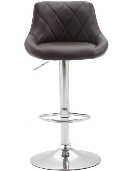 Tabouret de bar moderne chic en Polyuréthane Marron Métal Argenté Zerion - 2