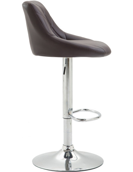 Tabouret de bar moderne chic en Polyuréthane Marron Métal Argenté Zerion - 3