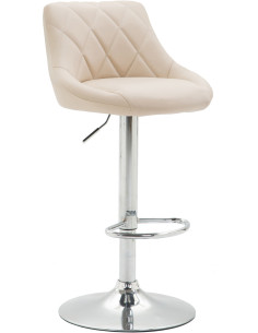 Tabouret de bar moderne chic en Polyuréthane Blanc crème Métal Argenté Zerion - 1