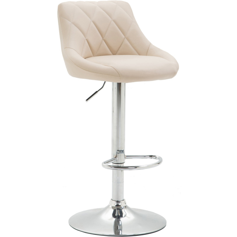 Tabouret de bar moderne chic en Polyuréthane Blanc crème Métal Argenté Zerion - 1