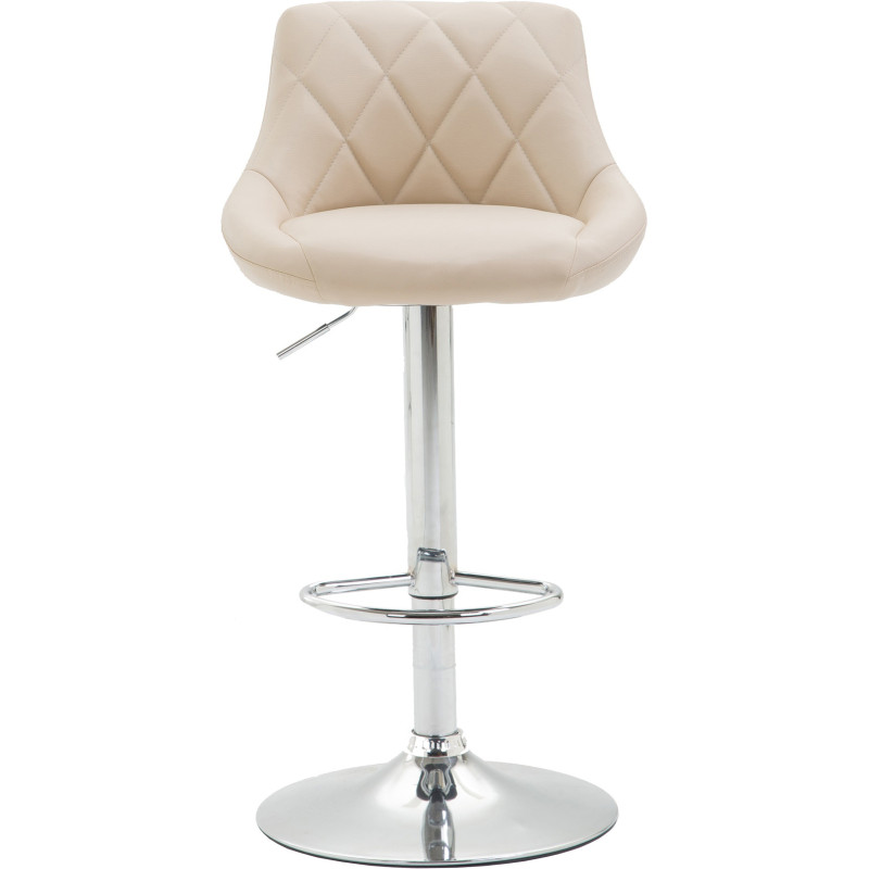 Tabouret de bar moderne chic en Polyuréthane Blanc crème Métal Argenté Zerion - 2