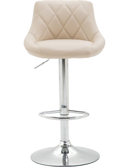 Tabouret de bar moderne chic en Polyuréthane Blanc crème Métal Argenté Zerion - 2