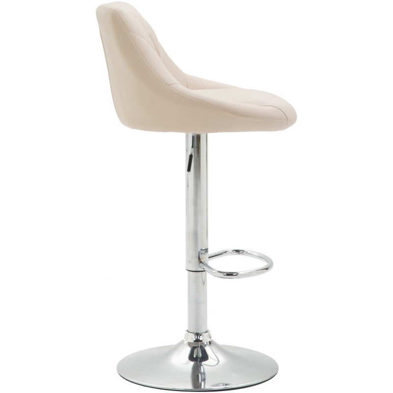 Tabouret de bar moderne chic en Polyuréthane Blanc crème Métal Argenté Zerion - 3