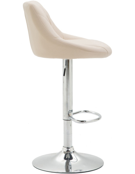 Tabouret de bar moderne chic en Polyuréthane Blanc crème Métal Argenté Zerion - 3
