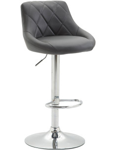 Tabouret de bar moderne chic en Polyuréthane Gris Métal Argenté Zerion - 1
