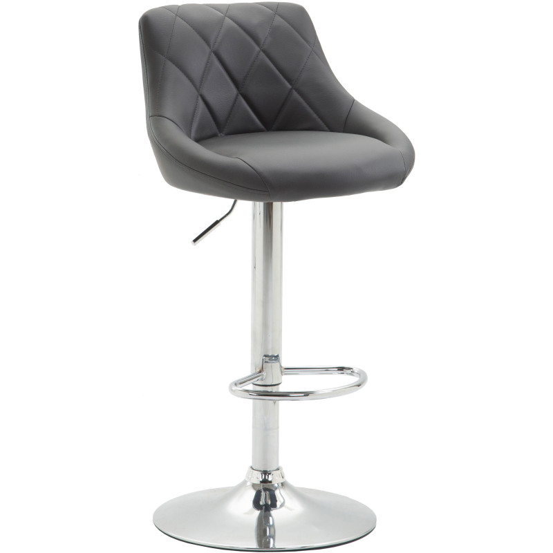 Tabouret de bar moderne chic en Polyuréthane Gris Métal Argenté Zerion - 1