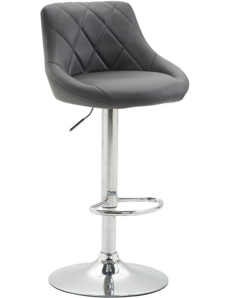 Tabouret de bar moderne chic en Polyuréthane Gris Métal Argenté Zerion - 1