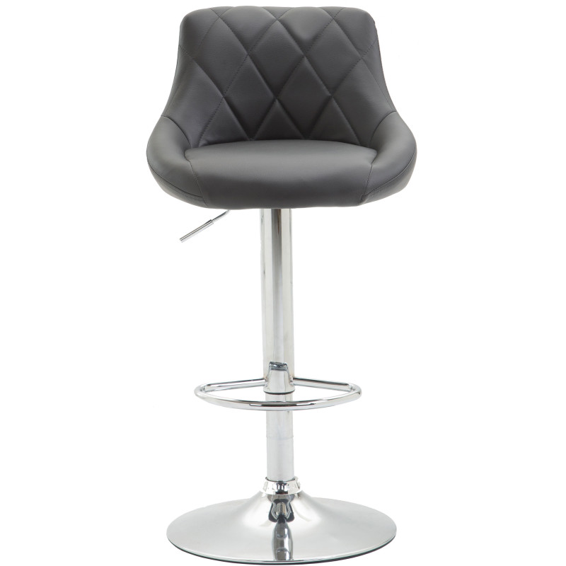Tabouret de bar moderne chic en Polyuréthane Gris Métal Argenté Zerion - 2