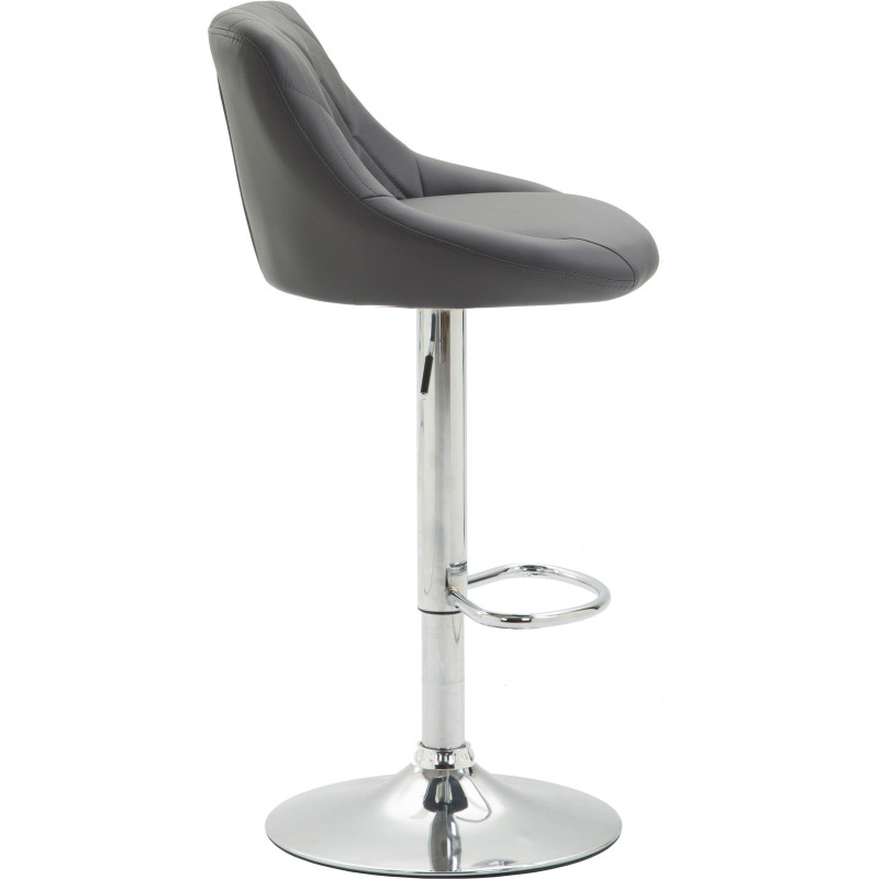 Tabouret de bar moderne chic en Polyuréthane Gris Métal Argenté Zerion - 3