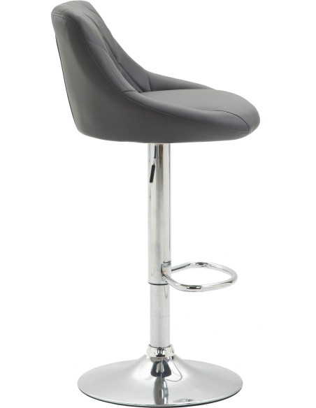 Tabouret de bar moderne chic en Polyuréthane Gris Métal Argenté Zerion - 3