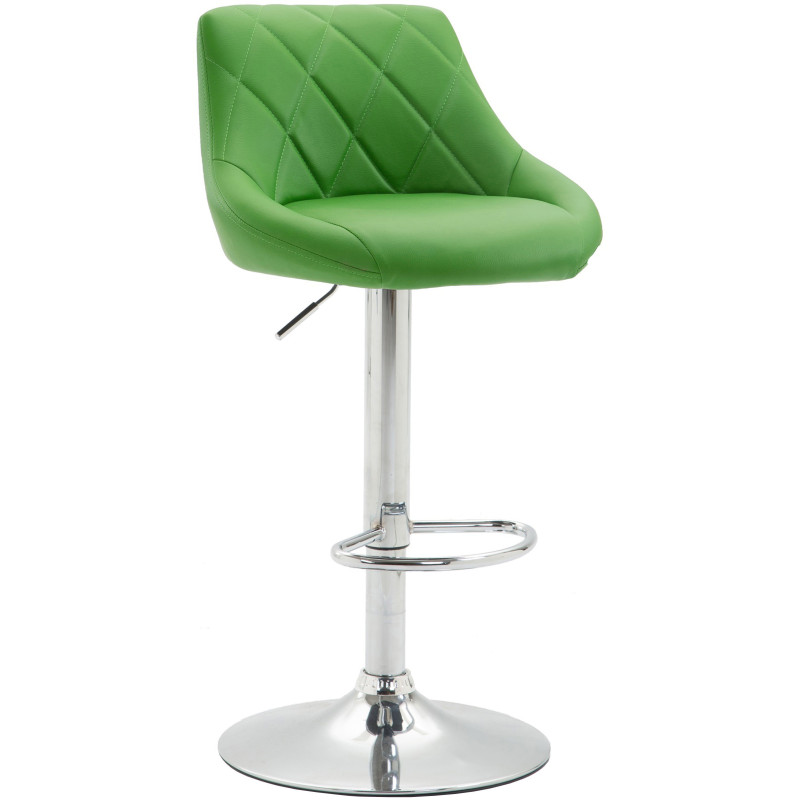 Tabouret de bar moderne chic en Polyuréthane Vert Métal Argenté Zerion - 1