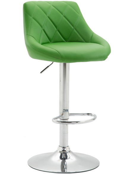 Tabouret de bar moderne chic en Polyuréthane Vert Métal Argenté Zerion - 1
