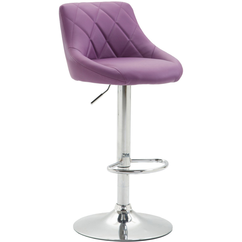 Tabouret de bar moderne chic en Polyuréthane Violet Métal Argenté Zerion - 1