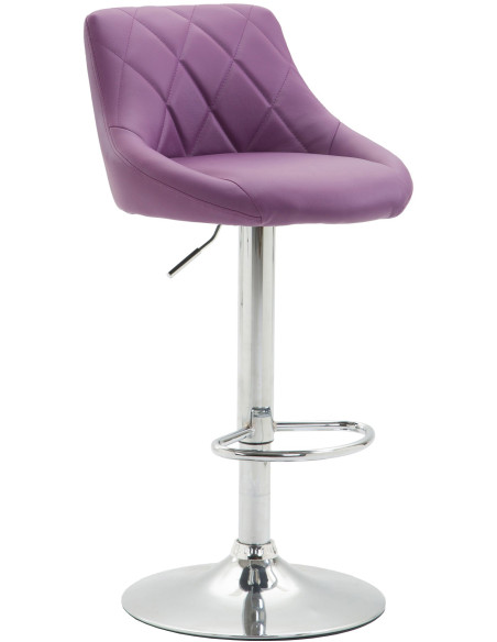 Tabouret de bar moderne chic en Polyuréthane Violet Métal Argenté Zerion - 1