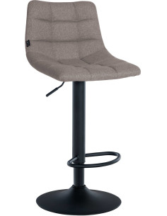 Tabouret de bar réglable matelassé en Tissu Gris Métal Noir Léon - 1