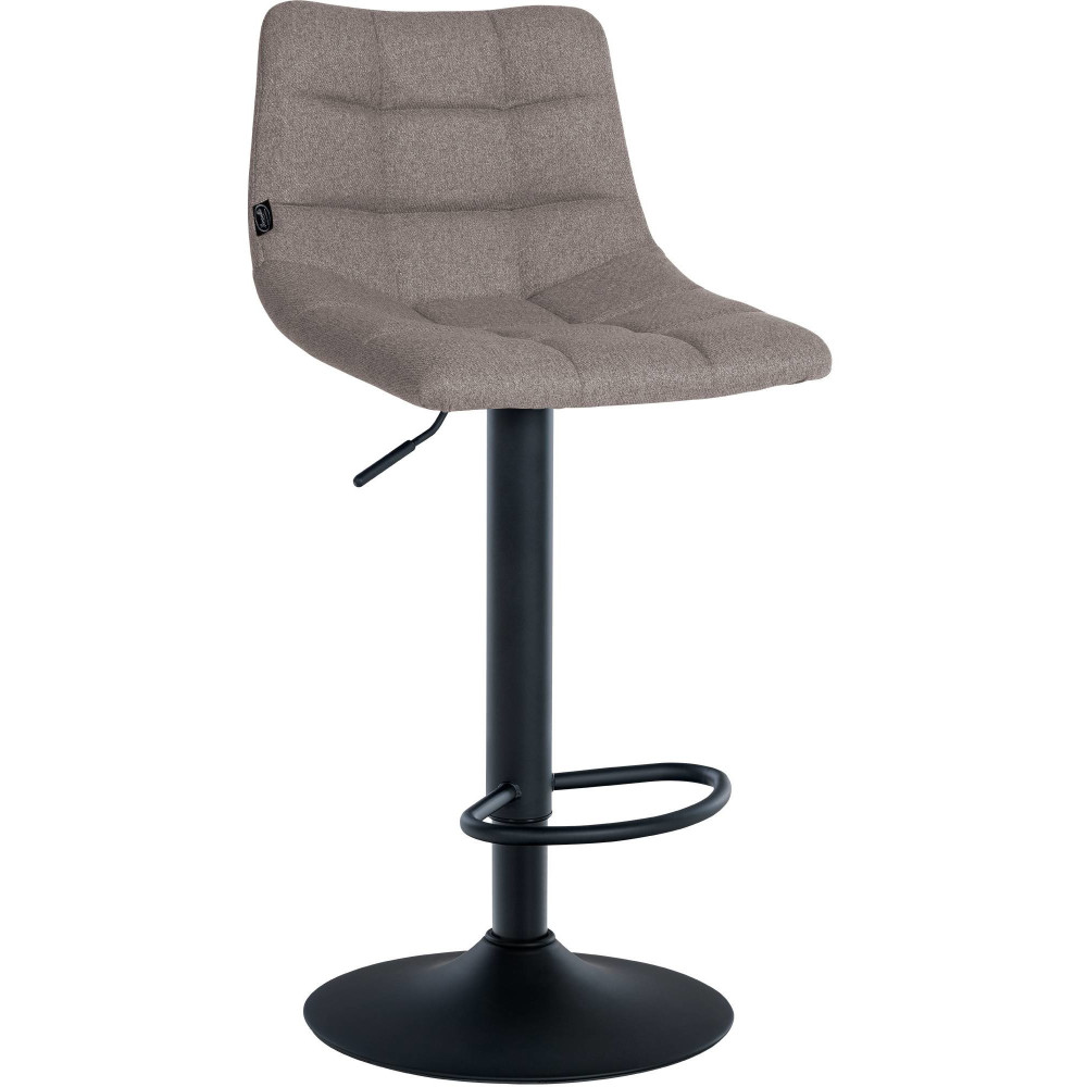 Tabouret de bar réglable matelassé en Tissu Gris Métal Noir Léon - 1