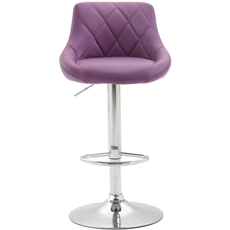 Tabouret de bar moderne chic en Polyuréthane Violet Métal Argenté Zerion - 2