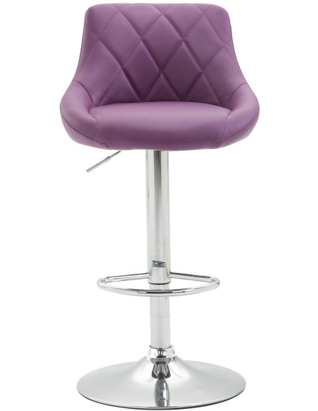 Tabouret de bar moderne chic en Polyuréthane Violet Métal Argenté Zerion - 2