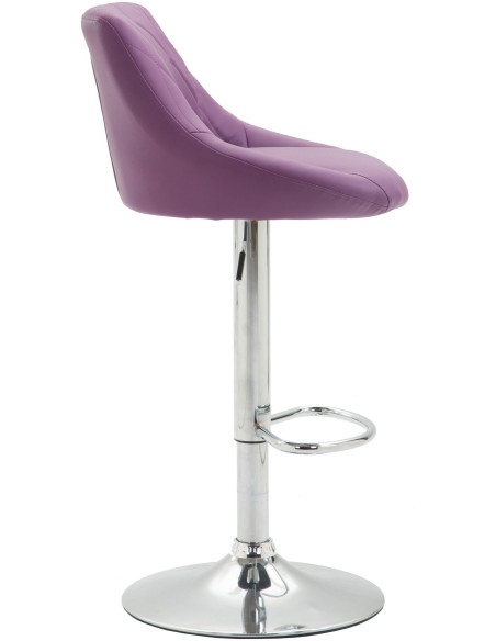 Tabouret de bar moderne chic en Polyuréthane Violet Métal Argenté Zerion - 3