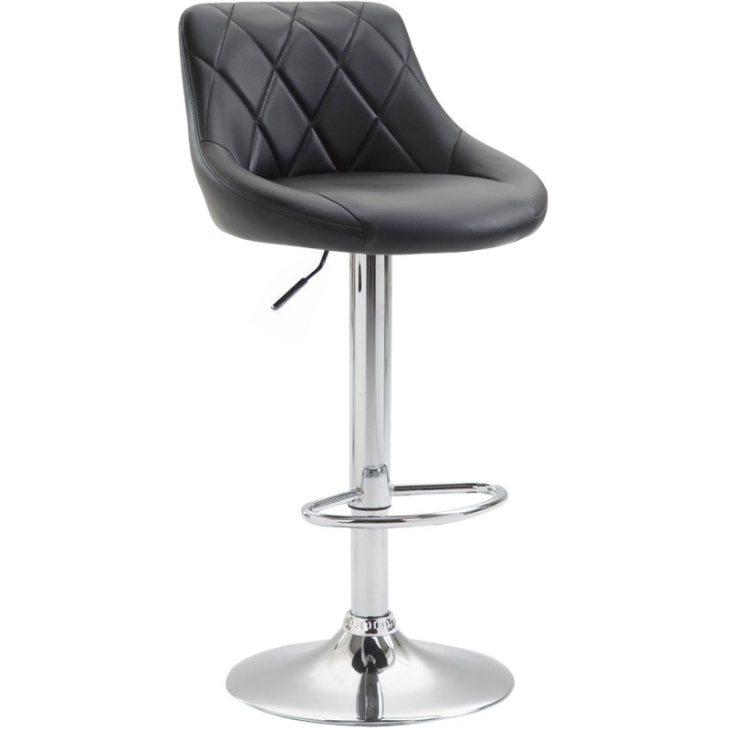 Tabouret de bar moderne chic en Polyuréthane Noir Métal Argenté Zerion - 1