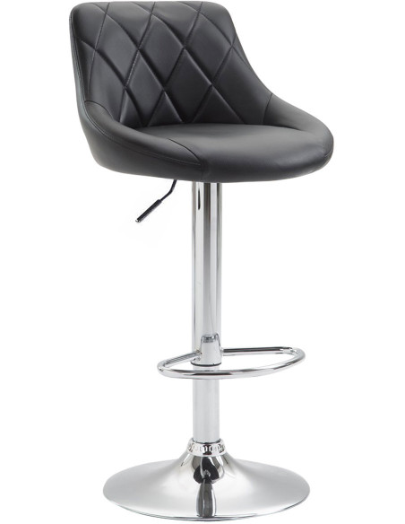 Tabouret de bar moderne chic en Polyuréthane Noir Métal Argenté Zerion - 1