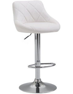 Tabouret de bar moderne chic en Polyuréthane Blanc Métal Argenté Zerion - 1