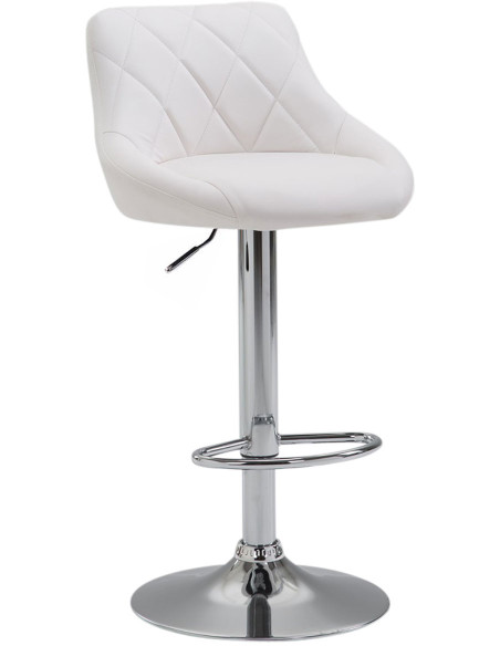Tabouret de bar moderne chic en Polyuréthane Blanc Métal Argenté Zerion - 1