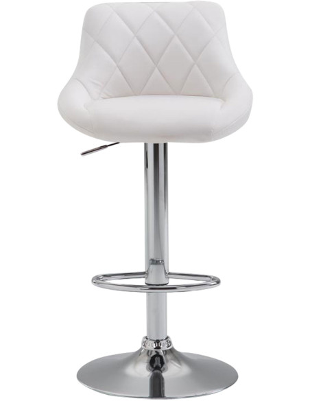 Tabouret de bar moderne chic en Polyuréthane Blanc Métal Argenté Zerion - 2