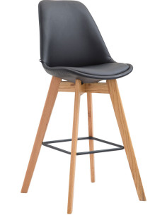 Tabouret de bar scandinave en Polyuréthane Noir Bois de chêne Naturel Melvon  - 1