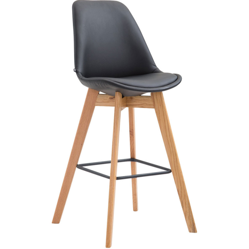 Tabouret de bar scandinave en Polyuréthane Noir Bois de chêne Naturel Melvon  - 1