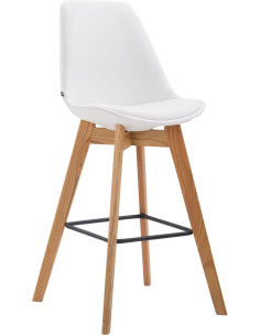Tabouret de bar scandinave en Polyuréthane Blanc Bois de chêne Naturel Melvon  - 1