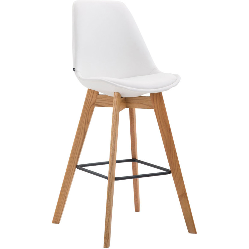 Tabouret de bar scandinave en Polyuréthane Blanc Bois de chêne Naturel Melvon  - 1