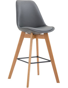 Tabouret de bar scandinave en Polyuréthane Gris Bois de chêne Naturel Melvon  - 1
