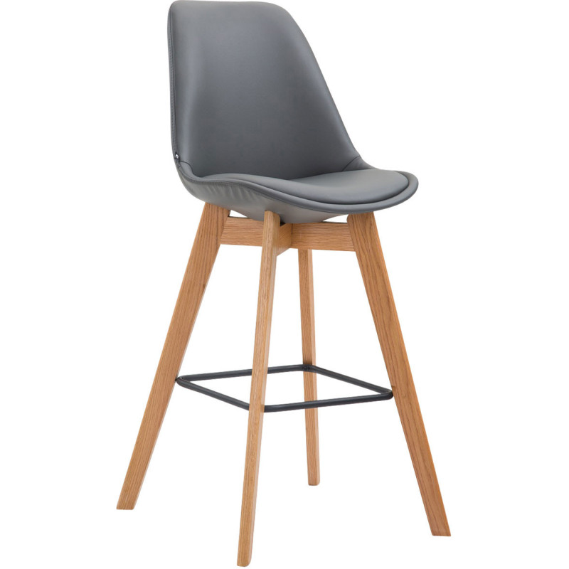 Tabouret de bar scandinave en Polyuréthane Gris Bois de chêne Naturel Melvon  - 1