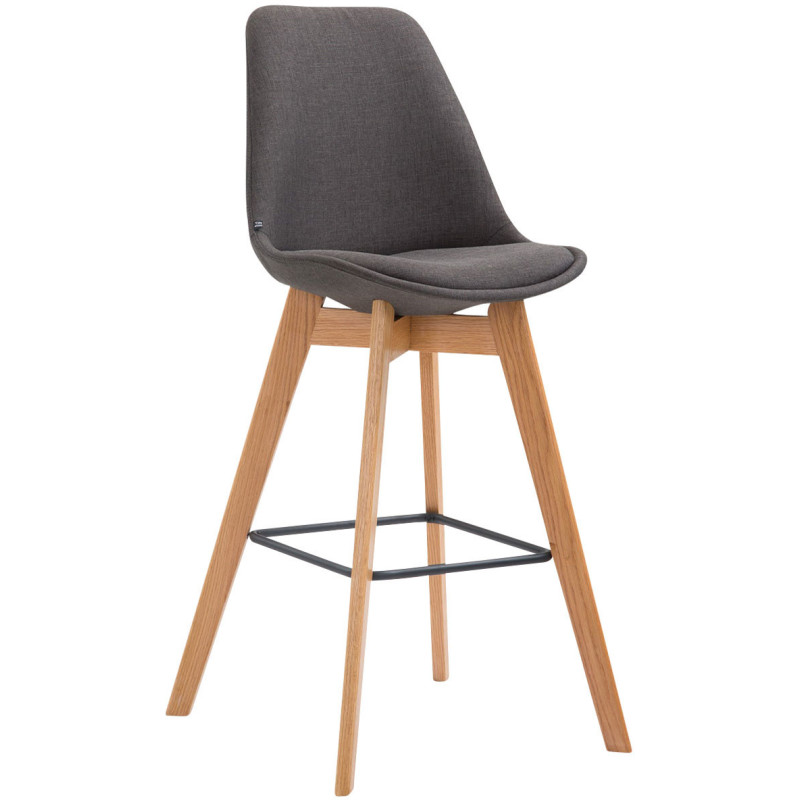 Tabouret de bar scandinave en Tissu Gris foncé Bois de chêne Naturel Melvon - 1