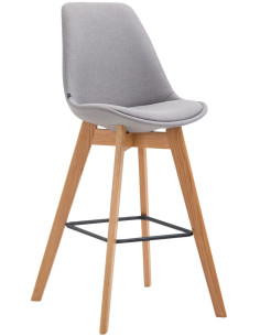 Tabouret de bar scandinave en Tissu Gris Bois de chêne Naturel Melvon  - 1