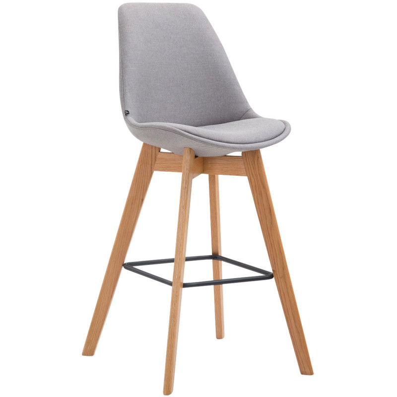 Tabouret de bar scandinave en Tissu Gris Bois de chêne Naturel Melvon  - 1