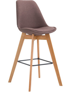 Tabouret de bar scandinave en Tissu Marron Bois de chêne Naturel Melvon - 1
