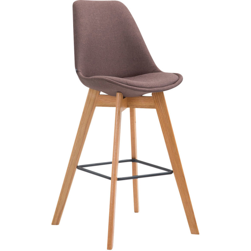 Tabouret de bar scandinave en Tissu Marron Bois de chêne Naturel Melvon - 1