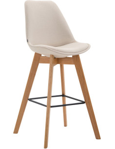 Tabouret de bar scandinave en Tissu Blanc crème Bois de chêne Naturel Melvon  - 1