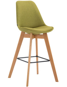 Tabouret de bar scandinave en Tissu Vert Bois de chêne Naturel Melvon  - 1
