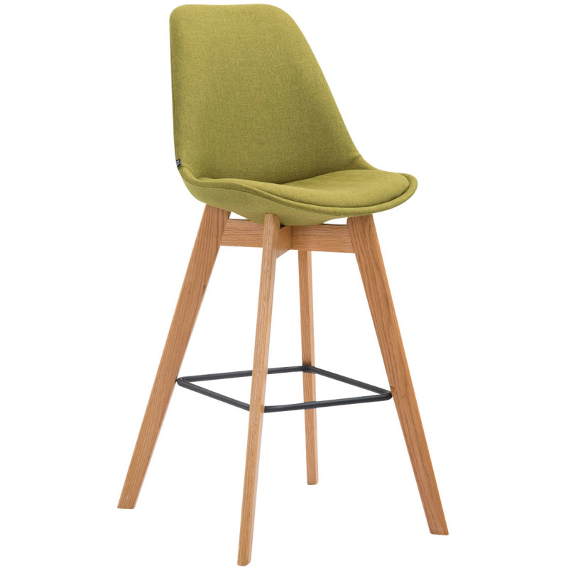 Tabouret de bar scandinave en Tissu Vert Bois de chêne Naturel Melvon  - 1