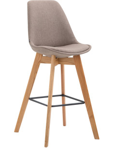 Tabouret de bar scandinave en Tissu Taupe Bois de chêne Naturel Melvon  - 1