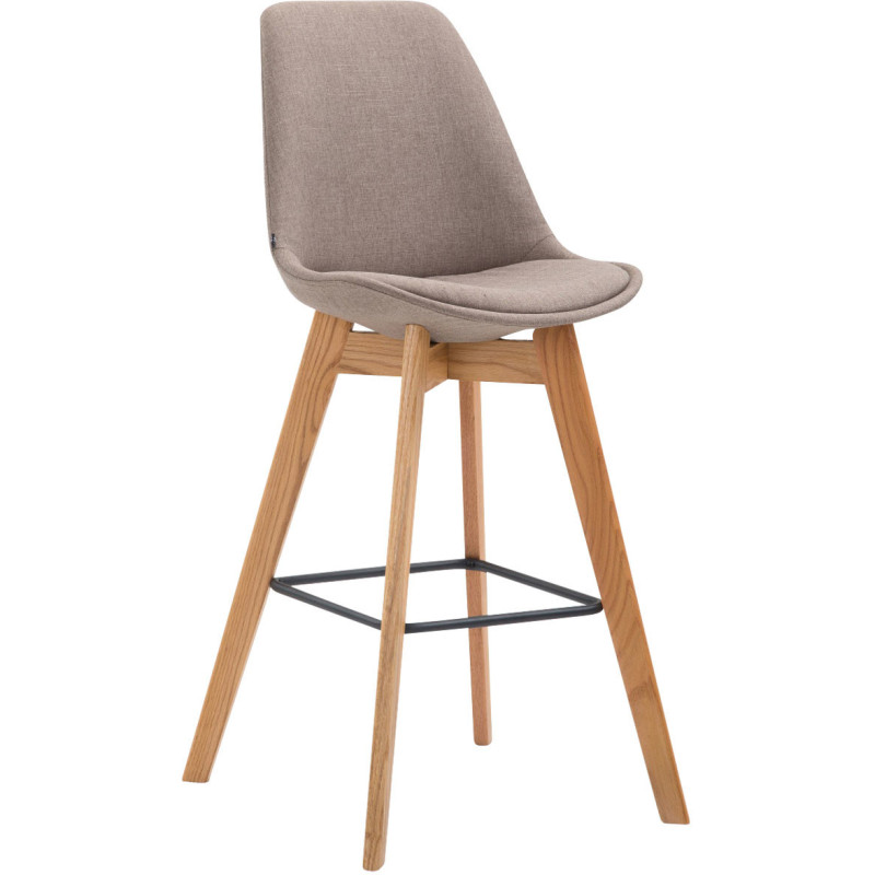 Tabouret de bar scandinave en Tissu Taupe Bois de chêne Naturel Melvon  - 1