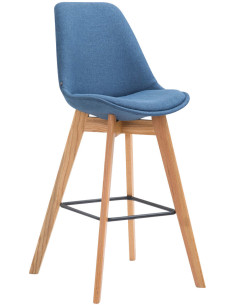 Tabouret de bar scandinave en Tissu Bleu Bois de chêne Naturel Melvon  - 1