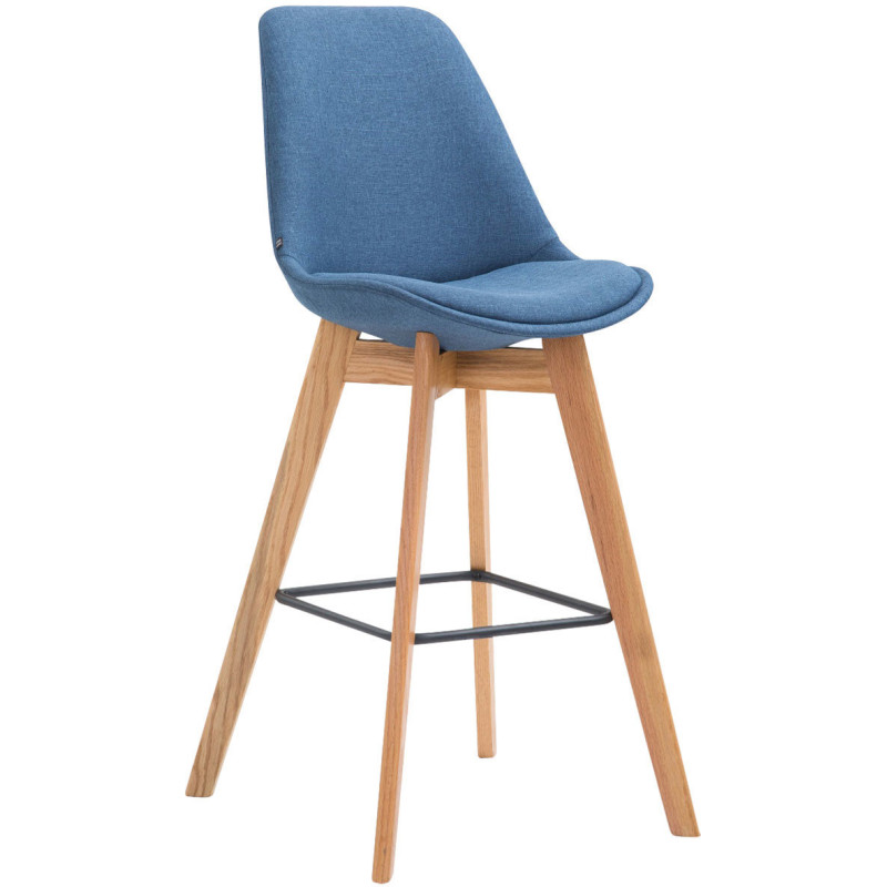 Tabouret de bar scandinave en Tissu Bleu Bois de chêne Naturel Melvon  - 1