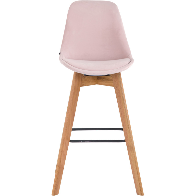 Tabouret de bar scandinave en Velours Rose Bois de chêne Naturel Melvon  - 2