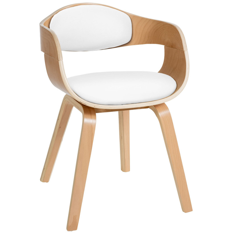 Fauteuil de table Beatrix en Polyuréthane Blanc Bois Naturel - 1